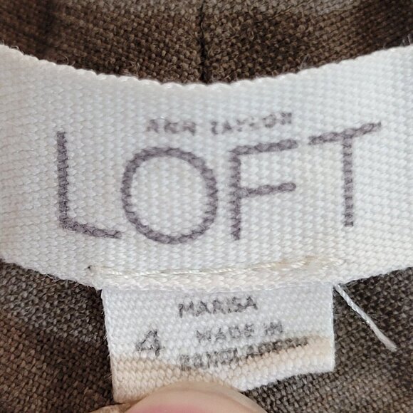 Ann Taylor Loft Pants Womens 4 32x26 Brown Marisa Dress Bottoms Linen Blend - Picture 4 of 8